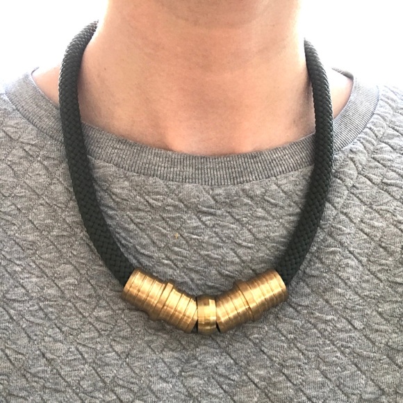 Olive green rope necklace multiple ways to wear it - Picture 9 of 11